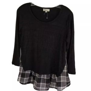 Chenault Womens Small Pull Over Semi Sheer Long Sleeve Black Long Sleeve NWOT